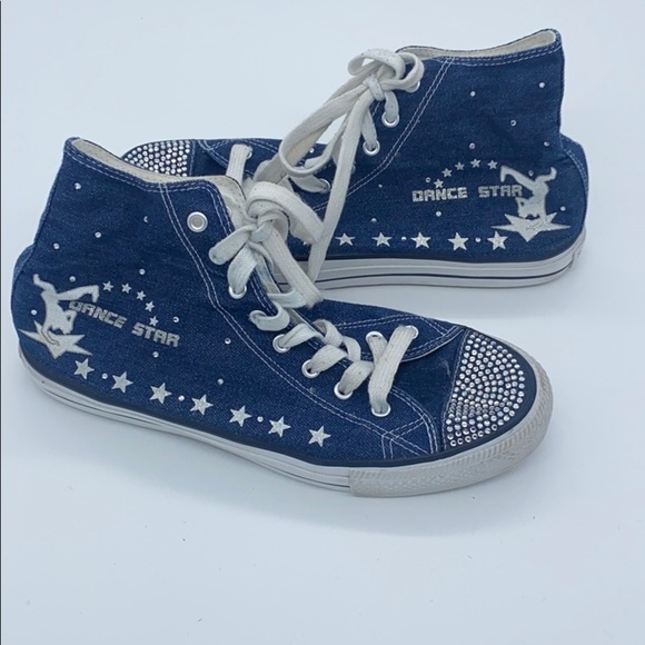 See Saw Couture Denim Dance Star Hightop Sneaker size 8 - Picture 1 of 7